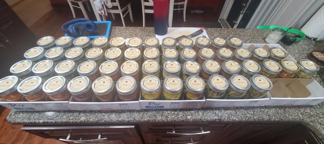 I canned various items from my garden this summer for wedding favors for my upcoming wedding this weekend. – Reddit Post