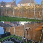 Before and after painting the fences, and yes, I managed to paint behind the trees!