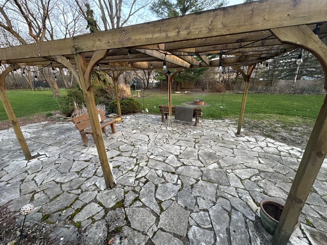at opposite corners of this pergola is a blackberry plant. my bro’s plan is to let them grow and cover the top. i say its a terrible fucking idea. what say you? – Reddit Post