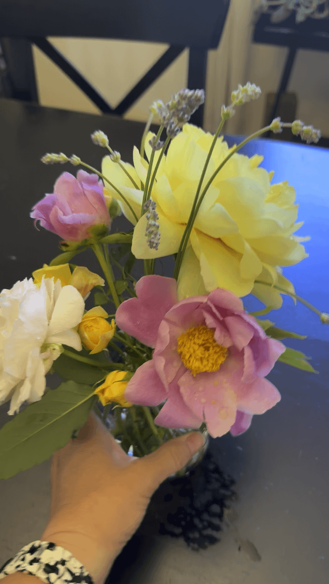 just some roses, peonies and lavender