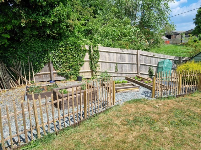 made a little vegetable garden out of scrap wood.